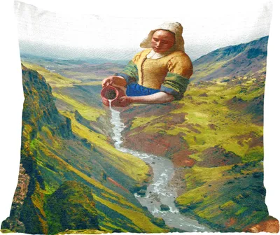 Produktbild von MuchoWow® Zierkissen Sofakissen Wohnzimmer Dekokissen 45x45 cm Milchmädchen - Wasser - Vermeer - Schlafpolster - Polster für das Sofa