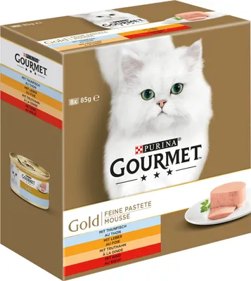 Produktbild von GOURMET Gold Feine Pastete Katzenfutter nass, Sorten-Mix 12x8x85g (12er Pack (12 x 8 x 85g))