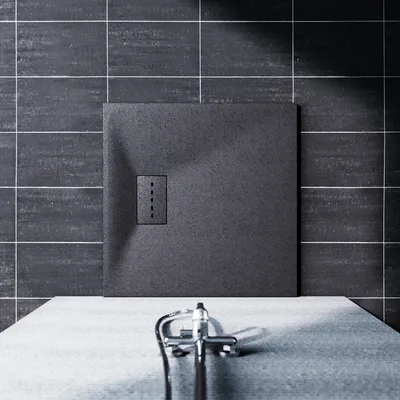 Zdjęcie produktu dla SUNXURY 80×80 cm SMC Brodziki z zestawem odpływowym Antypoślizgowy brodzik prostokątny szary