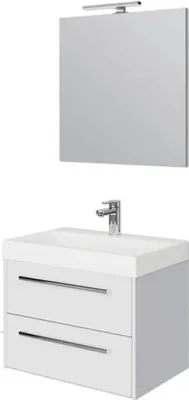Produktbild von Pelipal Badmöbel-Set Milano BxHxT 70 x 200 x 45 cm Frontfarbe weiß hochglanz mit Mineralguss-Waschtisch weiß SET-138-007