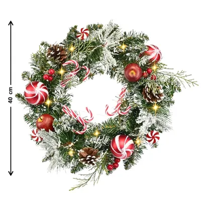 Obrázok produktu pre Snehový veniec s červenými guľami 10LED, Ø40 cm
