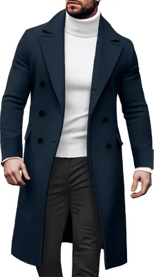 Obrázok produktu pre Pánsky kabát jeseň zima dlhý trenčkot slim fit dvojradový zimný kabát klopový pánsky kabát ležérny biznis zimná bunda, muži, tmavo žltá, L