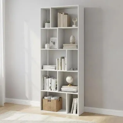 Image de Étagère en bois blanche avec 5 niveaux