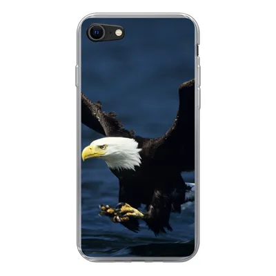 Produktbild von MuchoWow® Handyhülle Schutzhülle Hülle für iPhone SE 2020 Adler - Nahaufnahme - Wasser Silikon Softcase Handy Hülle - Kartenbesitzer