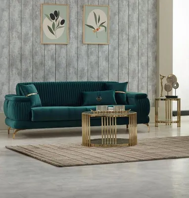 Produktbild von Luxus Dreisitzer Sofa Stoffsofa Polstersofa Grün Couch 3 Sitzer Couchen