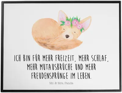Produktbild von Mr. & Mrs. Panda schreibtischunterlage Wüstenfuchs Blumen - Weiß - Geschenk, Wüste, Schreibunterlage, schreibauflage, schreibtischunterlagen, Blumenkranz, Glücklich