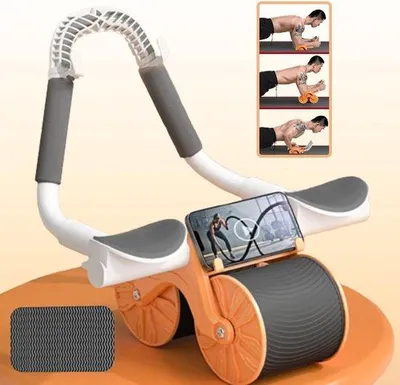 Immagine prodotto di Unyqoos® Rullo addominale (ab roller) con timer – doppio rullo automatico a ritorno 2×3,2 pollici, supporto per gomiti, rullo addominale ultralarghetto per allenamento del core e della forza a casa