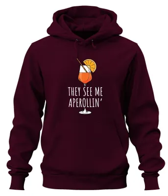 Immagine prodotto di Mi vedono aperollin' Aperol Spritz Party Sommer Cocktail Lustig Unisex Felpa con cappuccio Kapuzenpullover, Borgogna, M