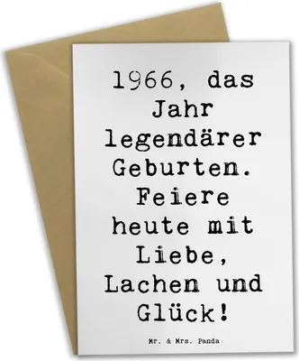 Produktbild von Mr. & Mrs. Panda babykarte Spruch 1966 Geburtstag - Weiß - Geschenk, Alter, einladungskarten, Grußkarte, Glückwunsch, osterkarte, Jubiläum, neujahrskarte, Happy Birthday