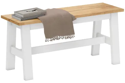 Produktbild von Sitzbank für 2, Holzbank in Eichenoptik, für Wohnzimmer, Esszimmer, für Esszimmer Garten