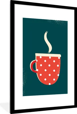 Produktbild von MuchoWow® MuchoWow® Gerahmtes Poster Becher - Weihnachten - Winter - Flecken 60x90 cm - Poster mit zchwarzem Bilderrahmen - Dekoration - Wandposter Wohnzimmer - Hochwertig