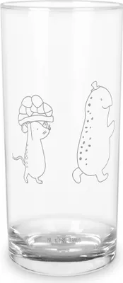 Produktbild von Mr. & Mrs. Panda Glas Schildkröte Maus 200 ml - Transparent - Geschenk, Longdrinkglas, Freunde, Wasserglas, Cocktailglas, Trinkglas, Tumbler