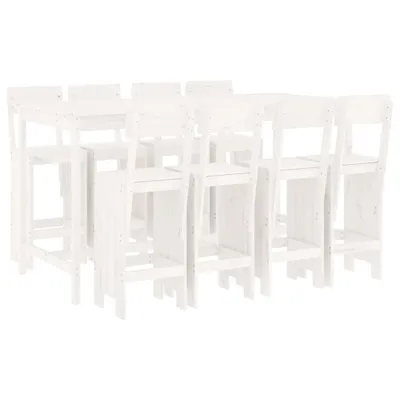 Produktbild von vidaXL 9-tlg. Gartenbar-Set Weiß Massivholz Kiefer