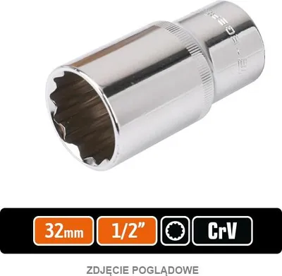 Produktbild von Steckschlüssel 1/2" zwölfkantig lang 32 mm / TEGER