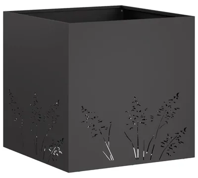 Image de vidaXL Pot de jardin noir, 50 x 50 x 49 cm, en acier laminé à froid