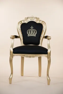 Produktbild von Casa Padrino Luxus Barock Esszimmerstuhl mit Armlehnen Schwarz / Gold - Pompöös by Harald Glööckler Design - 48 x 54 x 105 cm
