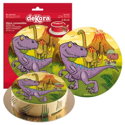Produktbild von Essbare Tortenaufleger Dinosaurier Cake Topper Tortendeko 16 oder 20cm, Kreisdurchmesser :20 cm, Motiv:Dinosaurier Nr. 1