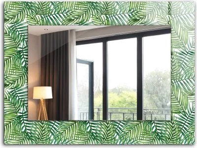 Produktbild von Bedruckter Spiegel - Wandspiegel - Dekorativer - Modern - 80x60 cm - Grüne Palmblätter