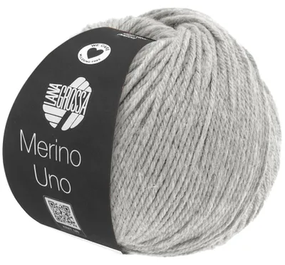 Produktbild von Lana Grossa MERINO UNO 50 g extrafeine Wolle mit Superwash-Ausrüstung 125 m Farbe 010 - Hellgrau, KI-generiertes Bild