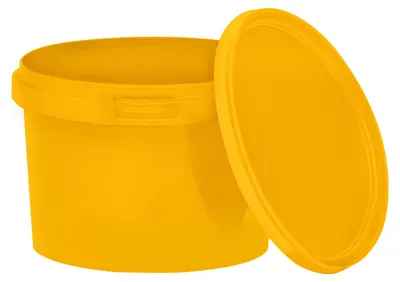 Image de BenBow Seau avec couvercle 0,5L x1 jaune - qualité alimentaire, stable, hermétique, anti-fuite, inodore - seau en plastique avec anse - vide