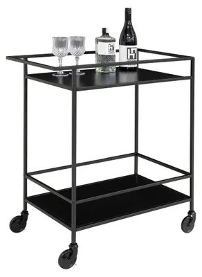 Immagine prodotto di Carrello bar Vita a 2 ripiani in nero con struttura in acciaio, 68×40×79 cm