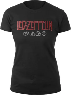 Produktbild von Led Zeppelin Logo & Symbols Black XL Damen T-Shirt
