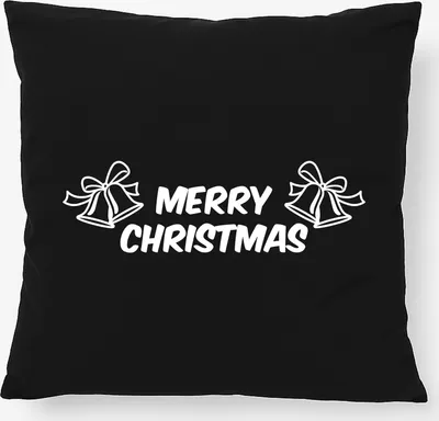 Produktbild von Huuraa Kissen Merry Christmas Glocken 40x40cm mit Füllung Black Baumwolle Dekokissen Geschenkidee