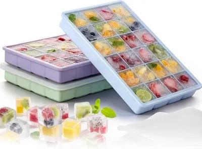 Obrázek produktu pro Silikonové formy na kostky ledu, sada 3 kusů, 72 čtvercových kostek ledu, ideální pro whisky a koktejly.