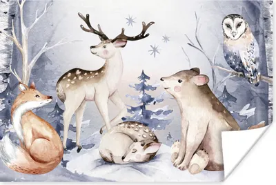 Produktbild von MuchoWow® Poster Winter - Tiere - Schnee 90x60 cm - Schlafzimmer