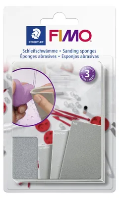 Produktbild von STAEDTLER FIMO 8700 08 Schleifschwämme Blisterkarte mit 3 Stück (fein, superfein, microfein)
