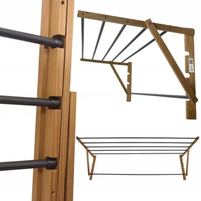 Zdjęcie produktu dla Suszarka Ścienna Drewniana 165 Cm Na Ubrania Składana Duża Balkon Łazienka