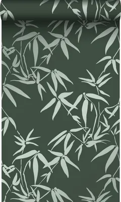 Zdjęcie produktu dla Origin Wallcoverings Tapeta liście bambusa ciemnej zieleni 53 cm x 10.05 m