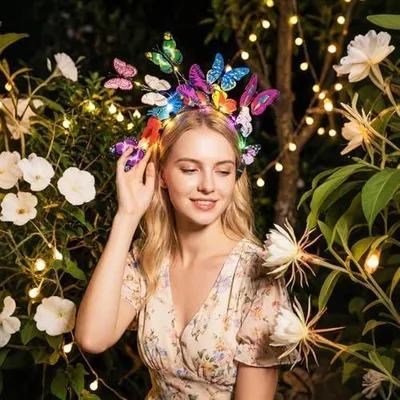 Produktbild von Damen-Haarreif mit Schmetterlingen und Fascinator-Haarschmuck für Karneval