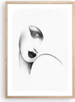 Produktbild von Gerahmtes Poster - Rahmen in heller Eiche - Porträt Frau Skizze - 50x70 cm - Wand Bild - Wanddeko - Wandbilder - Kunstposter - Wandposter - Bilderrahmen - Bilder - Kunstdruck - P2NPA50x70-4475