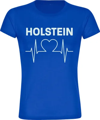 Produktbild von multifanshop Damen T-Shirt - Holstein - Herzschlag, blau, Größe XXL