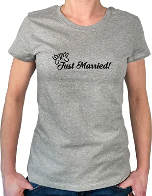 Produktbild von Huuraa Damen T-Shirt Just Married Tauben L Sport Grey Bio Baumwolle Fairtrade Damenshirt Geschenkidee