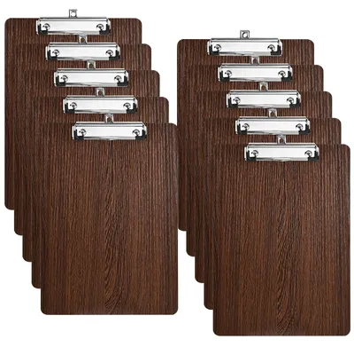 Produktbild von 10 Stück Holz-Clipboards für Notizen, A4, mit Klammer und Loch