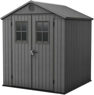 Produktbild von Keter Darwin 6x6 Gartenhaus, 190x183x221 cm, wetterfest, mit Doppeltüren & Dachfenster