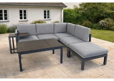 Produktbild von Green Spirit Lounge-Set Porto Aluminium 5 Personen mit Hocker und Tisch