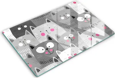 Produktbild von Abdeckung Glas - Küchenabdeckung - 80x52 cm - Abdeckplatte -Katzenillustration
