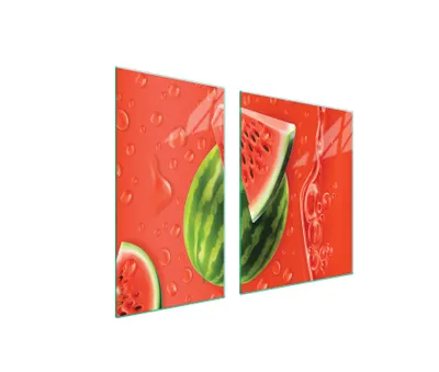 Produktbild von Herdabdeckplatten 2 teilig 90x52 Glaskeramikkochfeld Abdeckung Glas Schneidebrett Wassermelone Rot