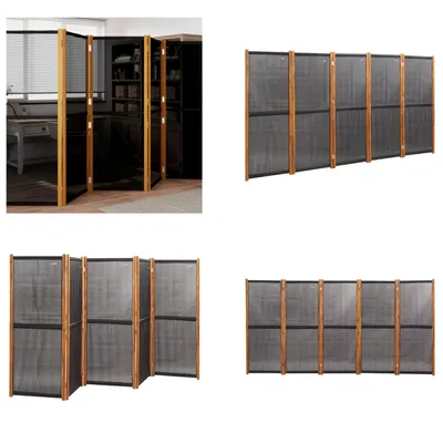Produktbild von vidaXL 5 tlg. Raumteiler Schwarz 350x180 cm - Raumteiler - Paravent - Raumtrenner - Trennwand