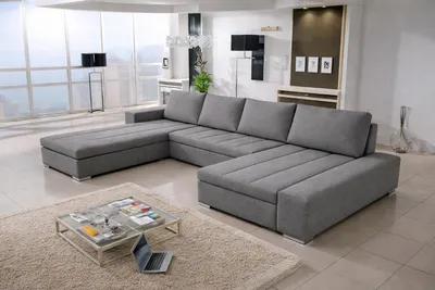 Produktbild von Wohnlandschaft Ecksofa VERONA U – Großzügige Couchgarnitur in U-Form mit Schlaffunktion, Bettkasten und hochwertiger Wellenfederung