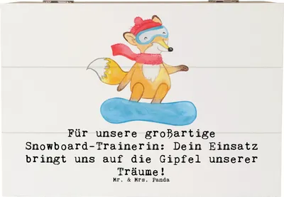 Produktbild von Mr. & Mrs. Panda Erinnerungsbox Snowboarden Trainerin 22 x 15 cm - Weiß - Geschenk, Sportart, Danksagung, fotobox, Snowboardtraining, Snowboard Tricks, Wertschätzung, Box