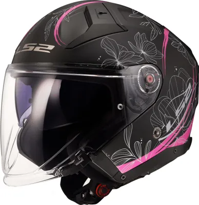 Produktbild von Jet Helm LS2 OF603 INFINITY II Lotus Schwarz Rosa Matt größe M