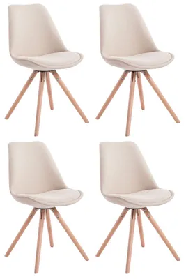 Produktbild von 4er Set Stühle Toulouse Stoff Natura Rund creme