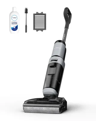 A Tineco wet dry vacuum cleaner and its accessories are displayed against a white background.