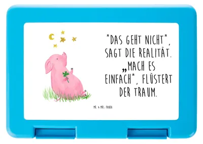 Produktbild von Mr. & Mrs. Panda Bento Box Schwein Glück - Weiß - Geschenk, Glücksbringer, Sterne, Motivation, Lustige Sprüche, Vorratsbehälter, Lunchbox, Träume, Snackbox, Bentobox