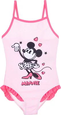 Produktbild von Minnie Mouse 100 Jahre Retro Badeanzug Kinder Schwimmanzug Bademode, Farbe:Rosa, Größe:128