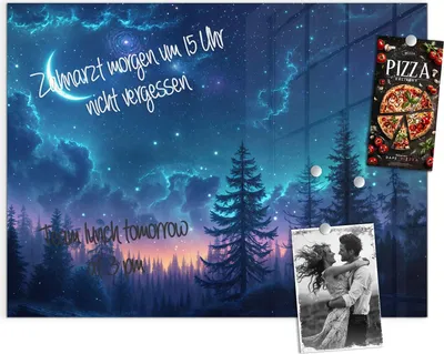Produktbild von Magnettafel 120x90cm Pinnwand Whiteboard beschreibbar - Nachthimmel Wald